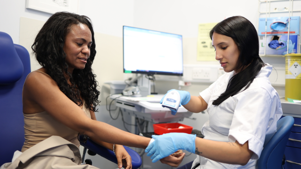 A patient receiving care at Harefield Hospital